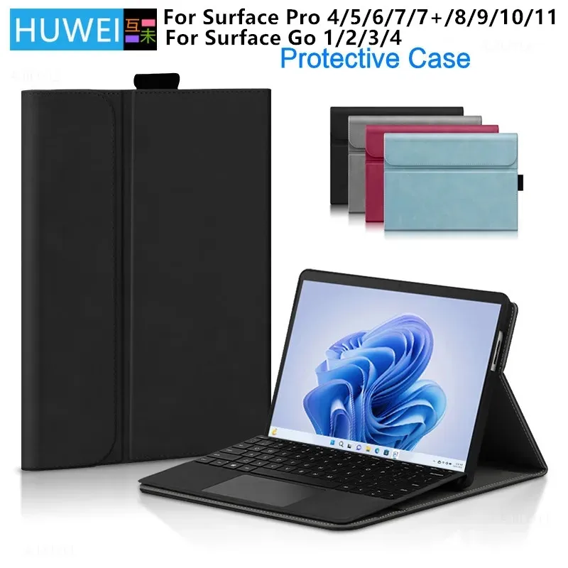 Case for Microsoft Surface Pro 11 10 9 8 7 6 5 4 PU Leather Stand Cover Funda for Surface Go 2 3 4 Tablet Protective Cover Cases