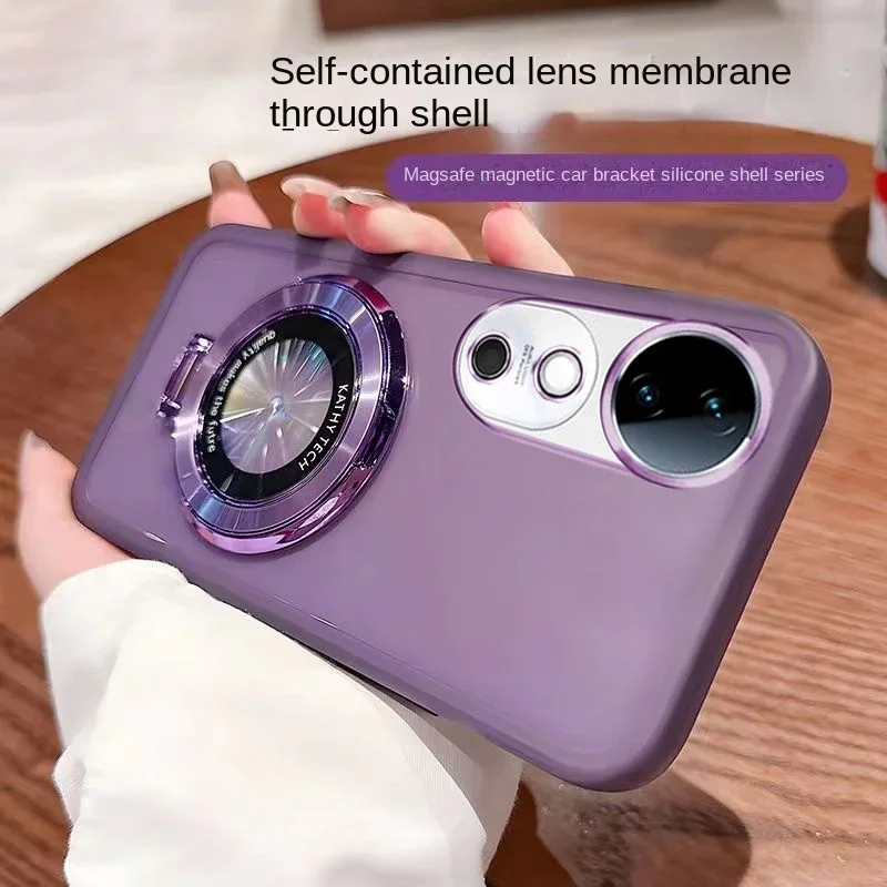 Funda de teléfono magnética Magsafe con soporte transparente a prueba de golpes para Vivo V40 V29 S19 s20 Pro 40 Lite, funda protectora para cámara de carga inalámbrica - imagen 4