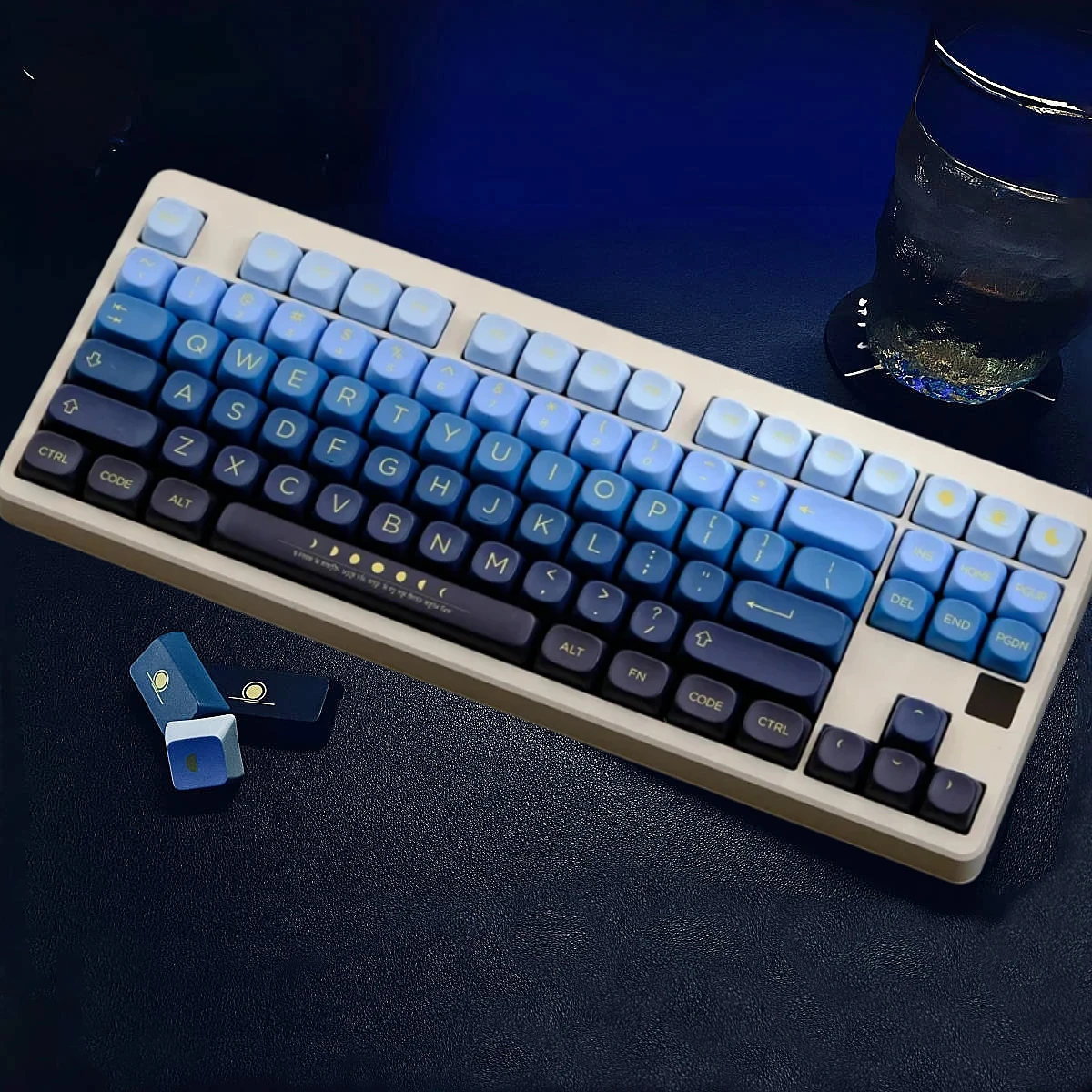 Teclas PBT Moonrise, teclas de perfil MOA, teclas de sublimación de tinte, 126 teclas para teclado de juego mecánico MX Switch