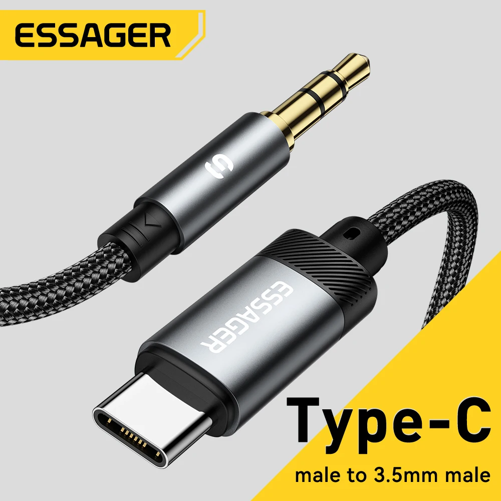 Essager USB C a 3,5mm Aux Jack adaptador altavoz y auriculares 3,5 Mm Aux Audio Splitter Jack 3 5 Cable para iphone Huawei Xiaomi