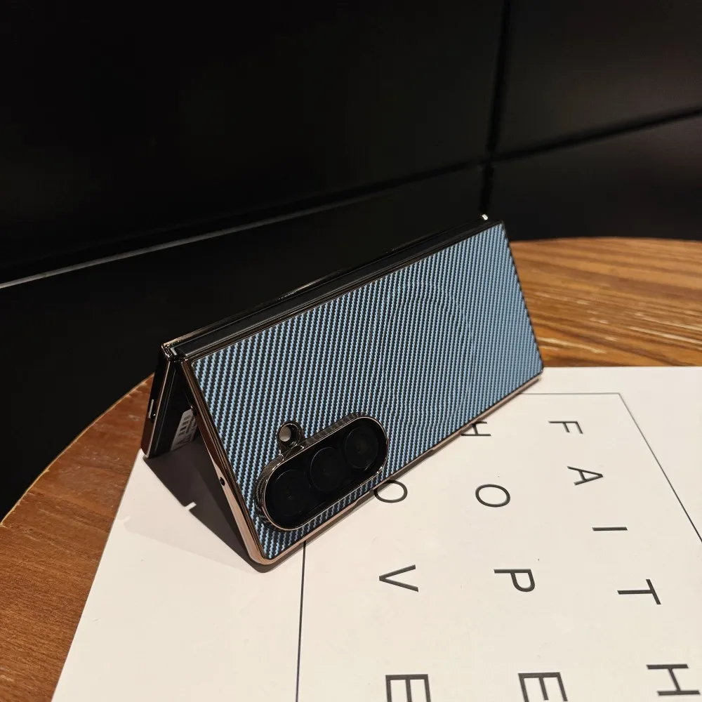 Para Samsung Galaxy Z Fold 7 funda chapada dura de fibra de carbono magnética carga inalámbrica cubierta protectora trasera para Z Fold7 Shell - imagen 5