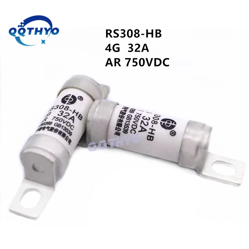 10 unids/lote fusibles para vehículos de nueva energía RS308-HB 4G 10A 16A 20A 25A 32A 40A 50A 63A 80A 100A aR 750VDC fusible de núcleo fundido - imagen 5