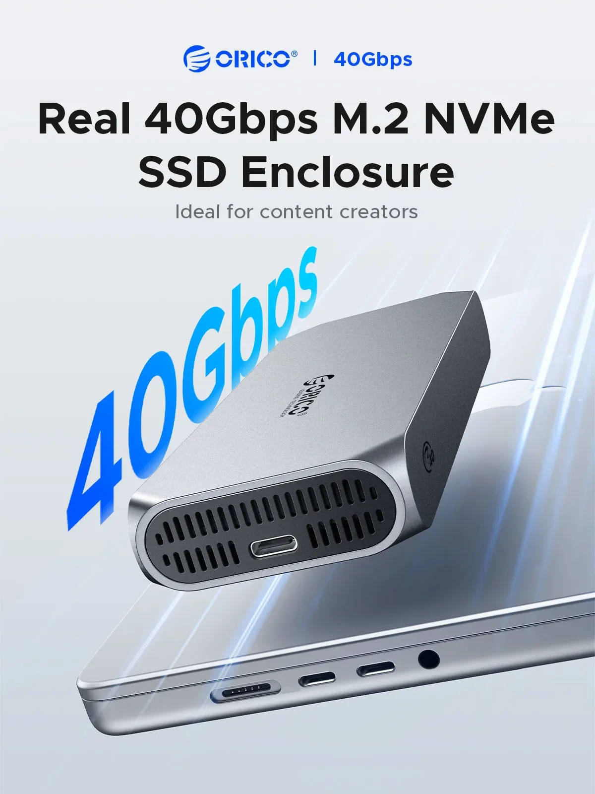 ORICO-carcasa SSD M.2 NVMe de 40Gbps, ventilador con Control de temperatura, PCIe4.0, carcasa NVME de aluminio, Compatible con Thunderbolt 3/4 - imagen 2