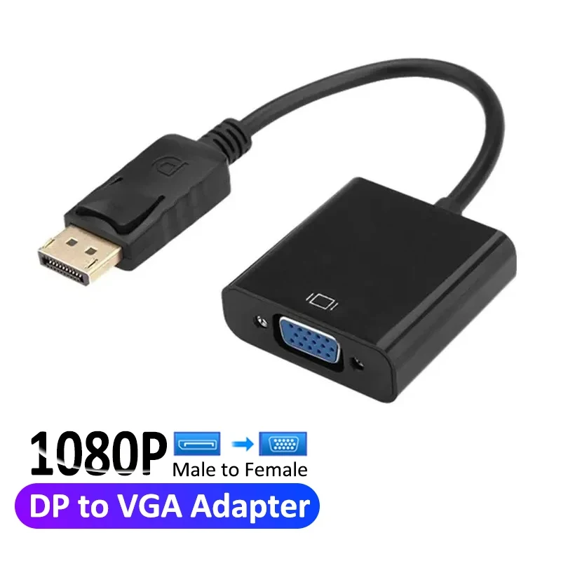 Adaptador DisplayPort DP a VGA, Cable 1080P, convertidor macho a hembra, puerto de visualización para PC, ordenador, portátil, Monitor HDTV, proyector