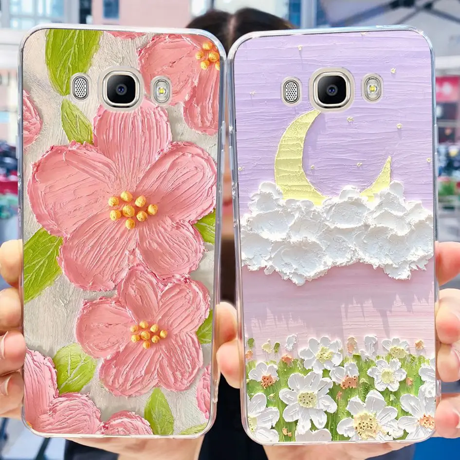 Para Samsung Galaxy J7 2016 J710F Funda Popular de silicona transparente con flores para Samsung J5 2016 J510F J7 2015 J700F J 7 Funda