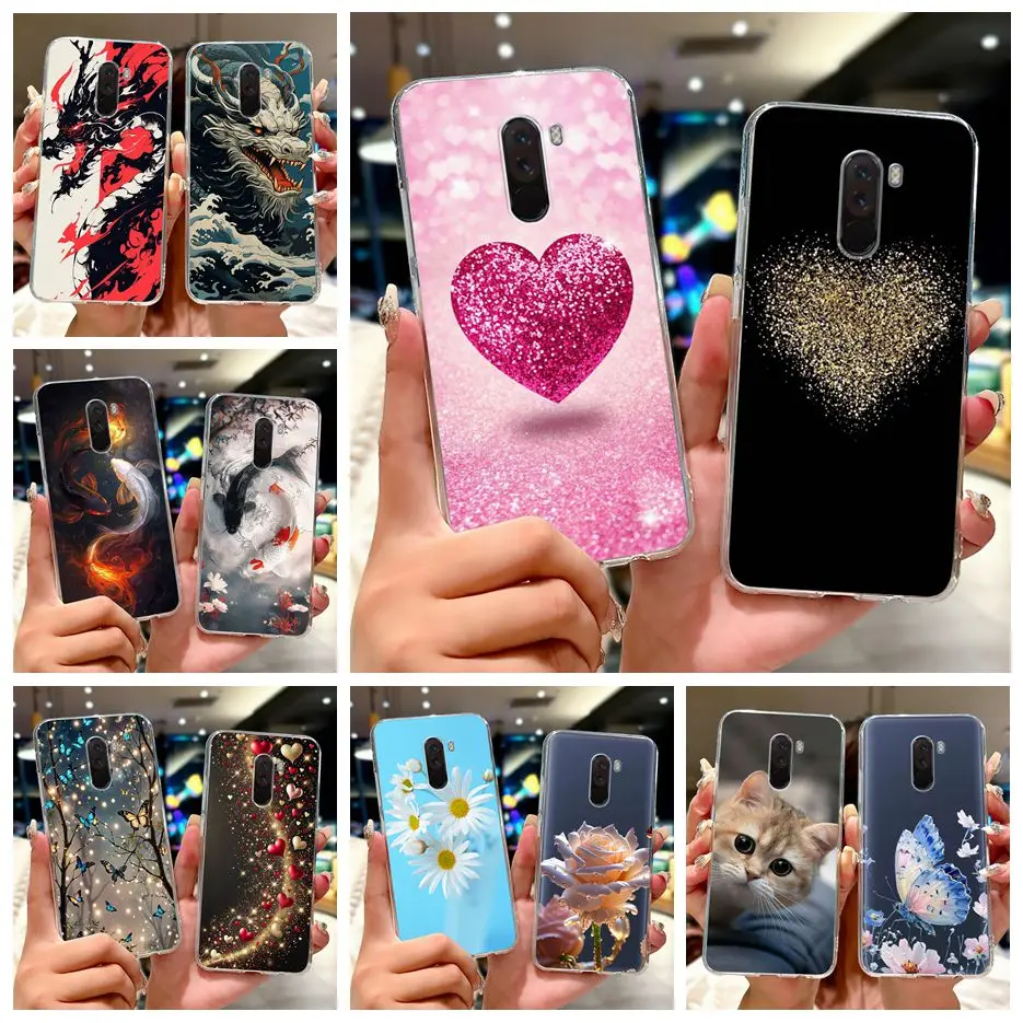 Para Xiaomi Pocophone F1 funda de 6,18 ''funda pintada con bonito corazón de amor funda de teléfono de silicona suave para Xiaomi Pocophone F1 PocoF1 Fundas