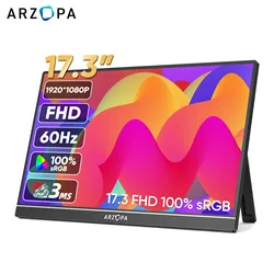 Monitor Portátil ARZOPA 17,3'' Full HD IPS HDR con Soporte y Altavoces