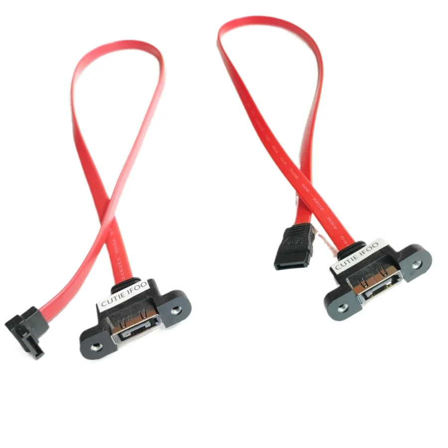 Cable de datos macho hembra SATA 3,0 6G de ángulo recto de 90 grados, montaje en Panel de tornillo para caja de ordenador, disco duro externo interno de 50cm - imagen 2