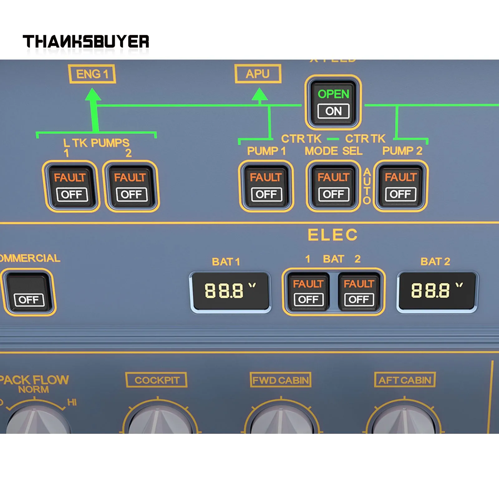 Panel superior A320 del simulador de vuelo WINGFLEX con paneles IRS y iluminación, simulación superior diseñada para plataformas de PC, - imagen 5