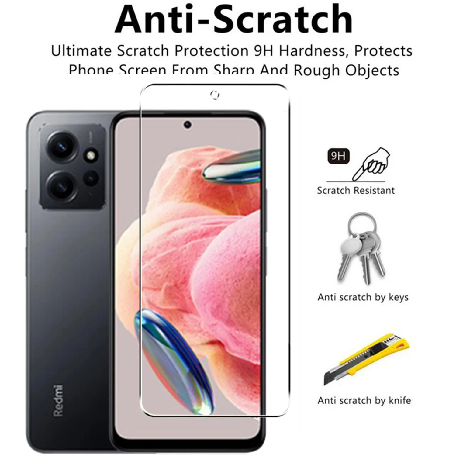 Protector de pantalla de vidrio templado 9H para Xiaomi Redmi Note 12 4G/5G HD Protección transparente antiarañazos Juego de 2/4 piezas - imagen 4