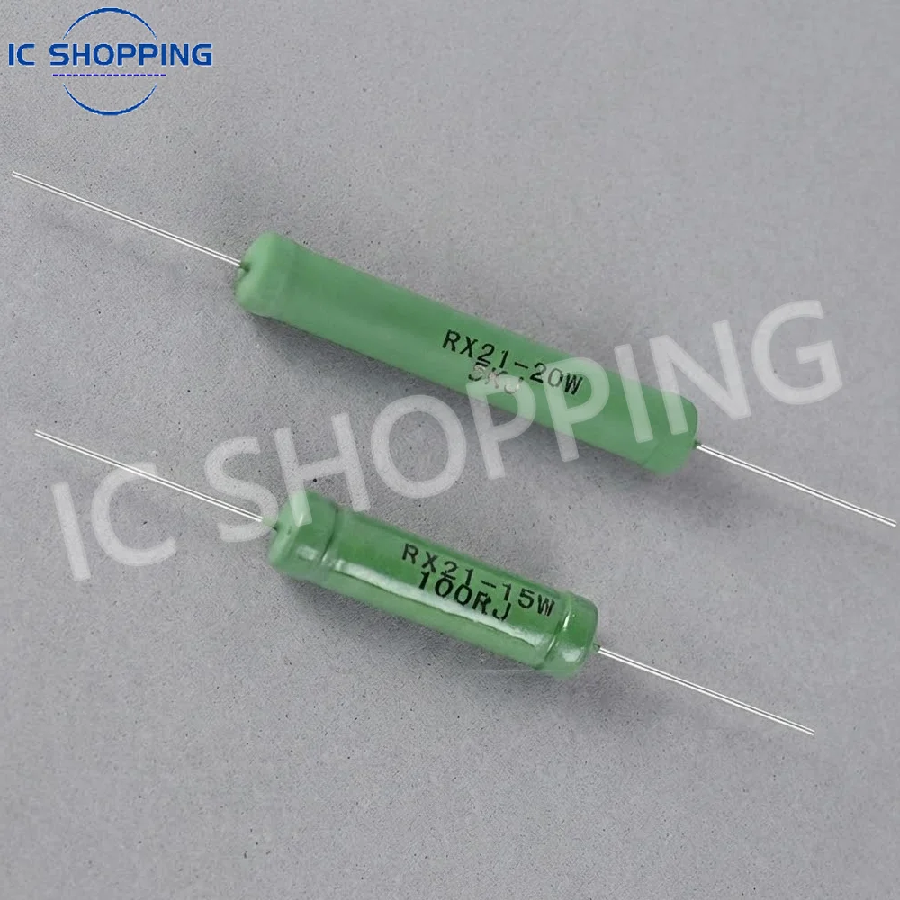 10 Uds RX21 resistencia de potencia enrollada de alambre 15W 20W 5 por ciento de tolerancia 0,1 Ohm a 15K Ohm resistencias cerámicas de alta potencia