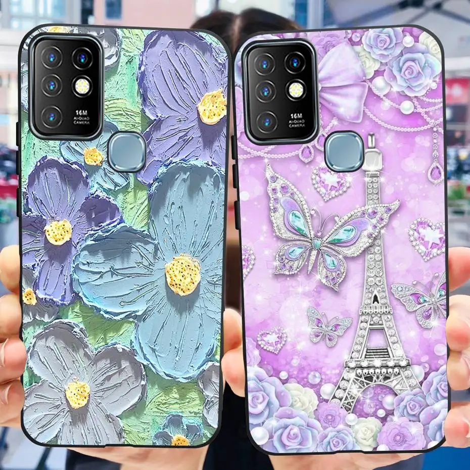 Funda de teléfono para Infinix Hot 10, cubierta trasera suave de silicona negra pintada a la moda para Infinix Hot10 X682B X682C - imagen 2