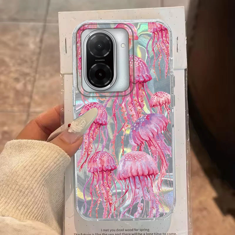 Para Xiaomi 14T Pro 13T 11 Lite 5G funda de teléfono patrón de medusa rosa para Xiaomi 14T bolsas protectoras de silicona de lujo a prueba de golpes - imagen 3