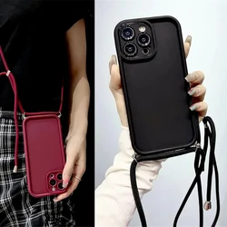 Funda de teléfono de silicona suave para Xiaomi Mi 14T 13T 12T 11T Pro, funda cruzada Mi 13 12 11 Lite, correa de cordón ajustable, funda de cuerda