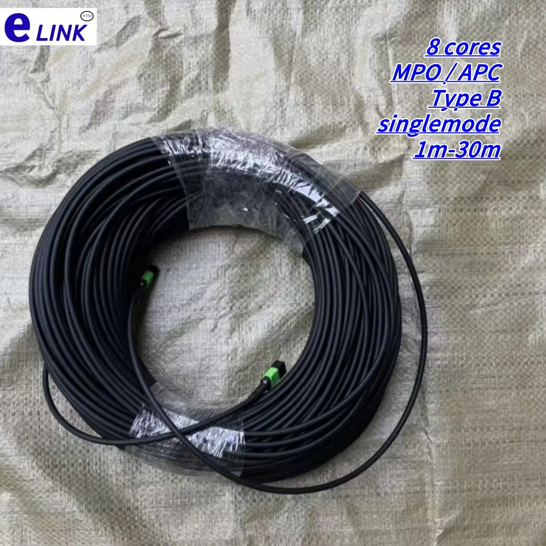 MTP cable de conexión blindado 8 núcleos MPO APC 1-30m LSZH 20m 5m 10m monomodo 8C tipo B SM 8 fibras puente de fibra óptica al aire libre ELINK