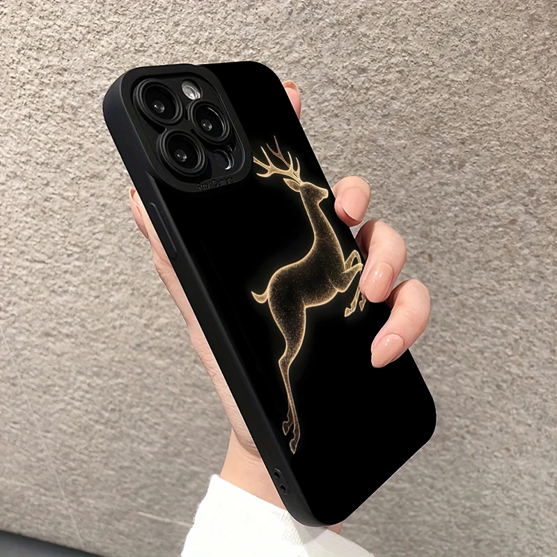 Funda de teléfono negra con diseño de ciervo dorado para Xiaomi Mi 11 Lite 5G 15T 14T 13T 12T Poco F7 F6 M6 X7 X6 X5 Pro F5 - imagen 3