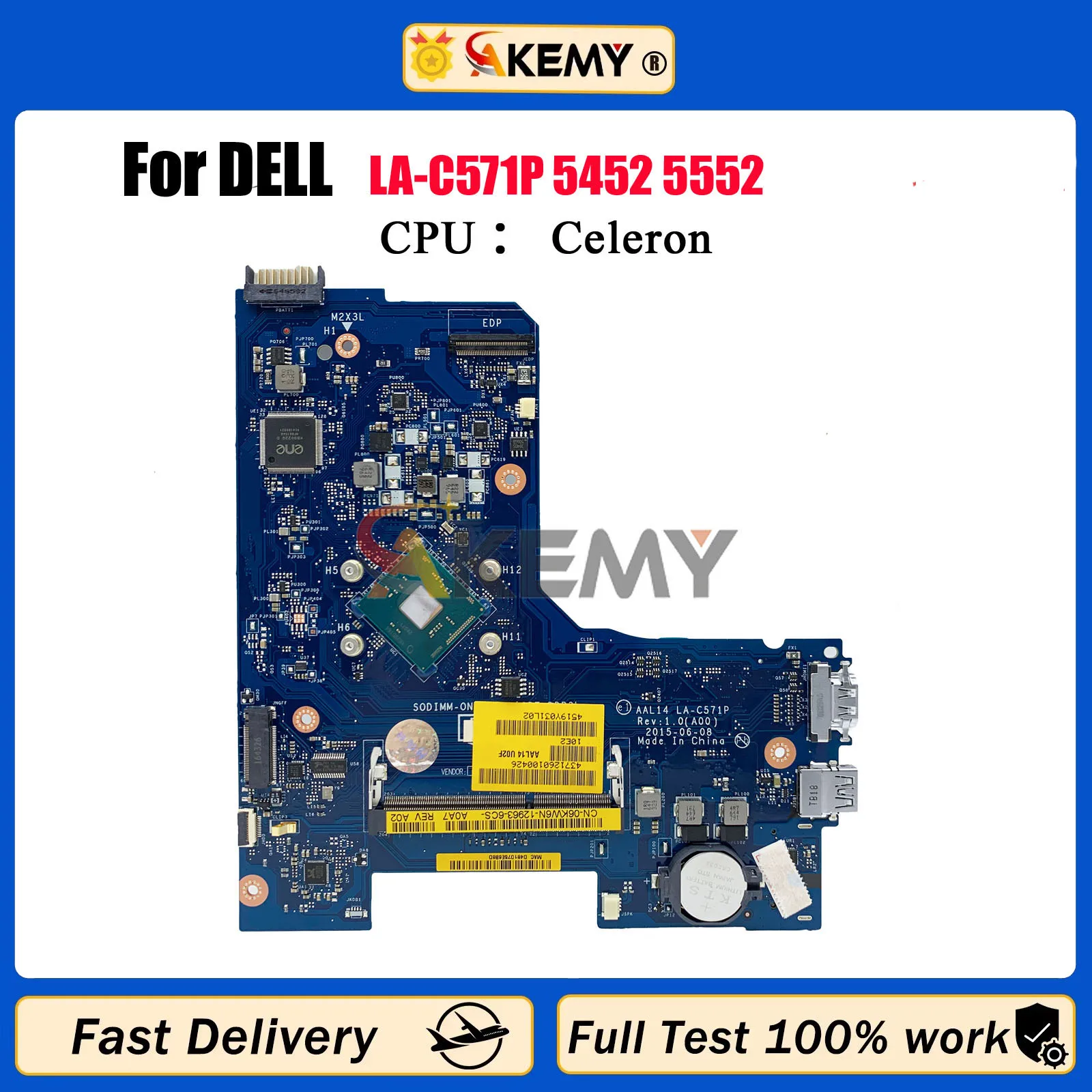 Placa base para ordenador portátil DELL Inspiron 5452 5552 AAL14 LA-C571P CN-0F77J1 F77J1 Pentium placa base para portátil 100% probado funcionando OK