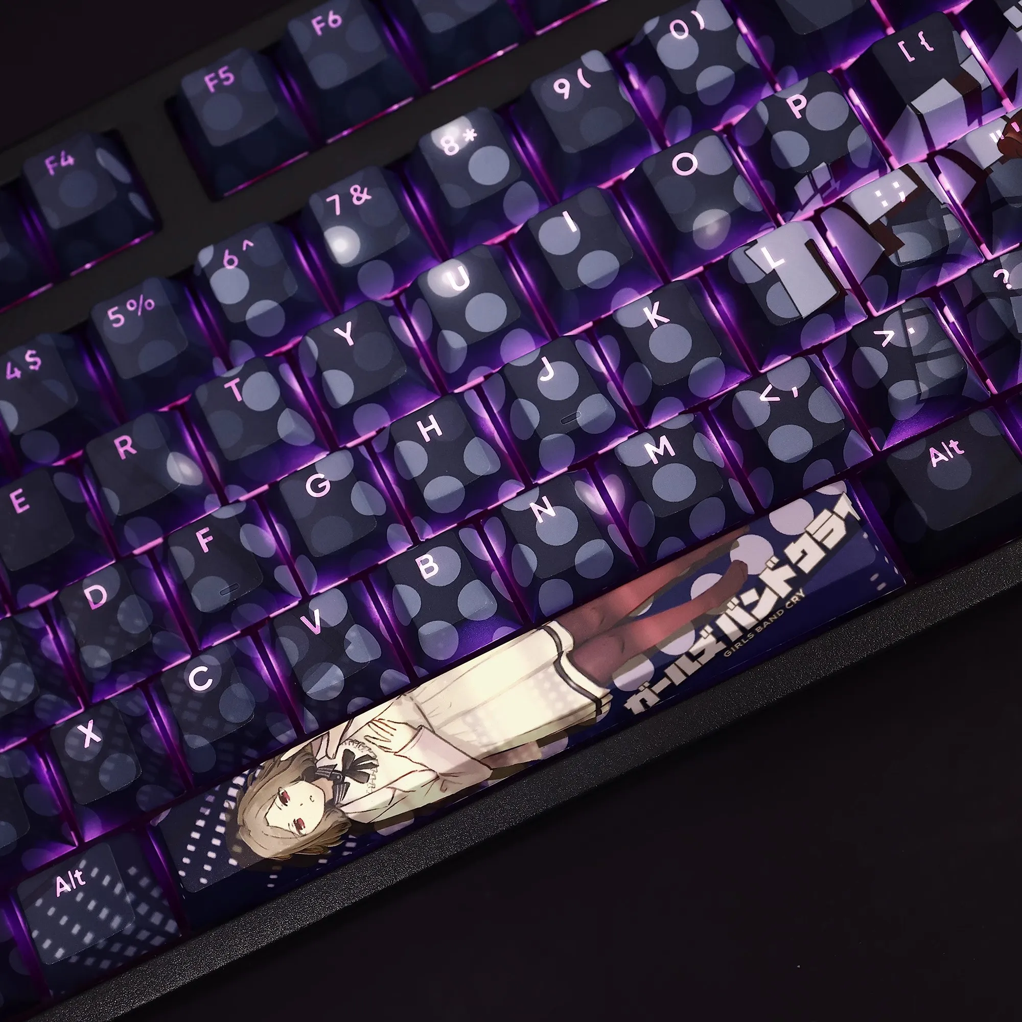 108 teclas/juego GIRLS BAND CRY Keycap PBT tinte subcama retroiluminado Keycaps dibujos animados Anime Gaming Key Caps para ANSI 61 87 104 108 diseño - imagen 5