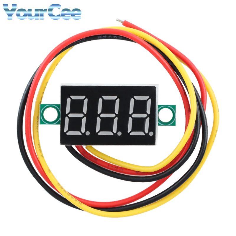 2 uds 0,36 pulgadas DC pantalla LED voltímetro Digital medidor de voltaje Auto alimentación del coche 2 cables DC2.5-36V 3 cables DC0V-99V con calibración - imagen 3