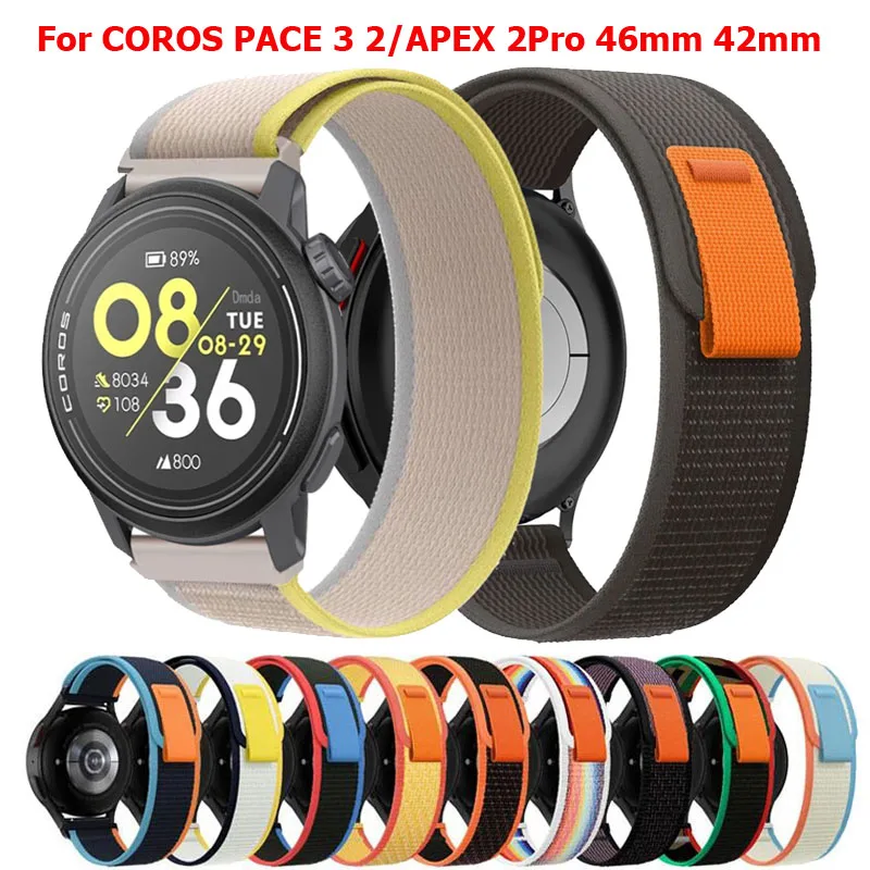 Correa deportiva de 20mm y 22mm para COROS APEX 2 Pro, pulsera de 46mm y 42mm para reloj inteligente COROS PACE 3 2, pulseras de nailon Trail Loop