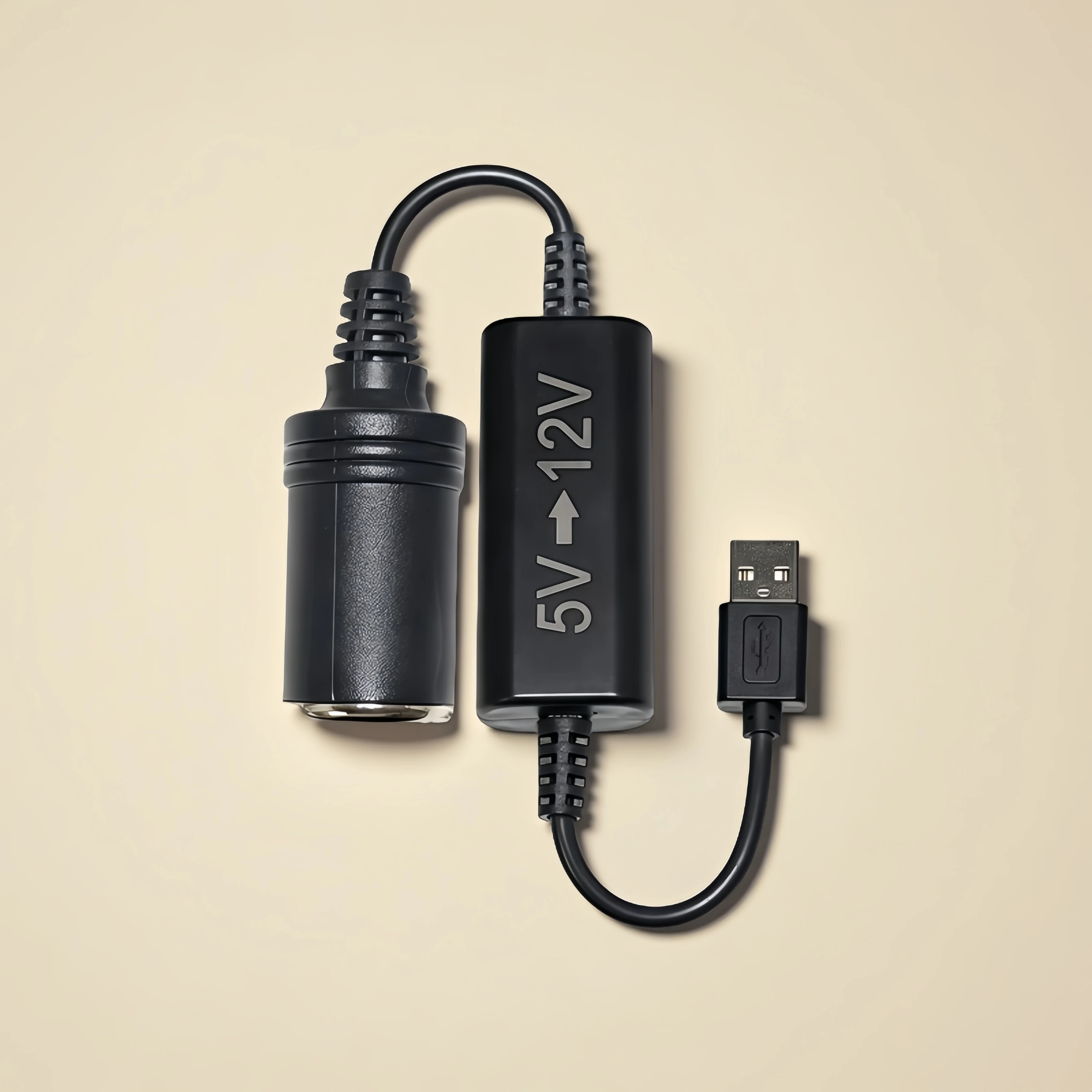 Adaptador convertidor de refuerzo automático con cable, puerto USB de 5V a enchufe de encendedor de cigarrillos de coche de 12V, cable de alimentación, Cable transformador, fuentes de alimentación