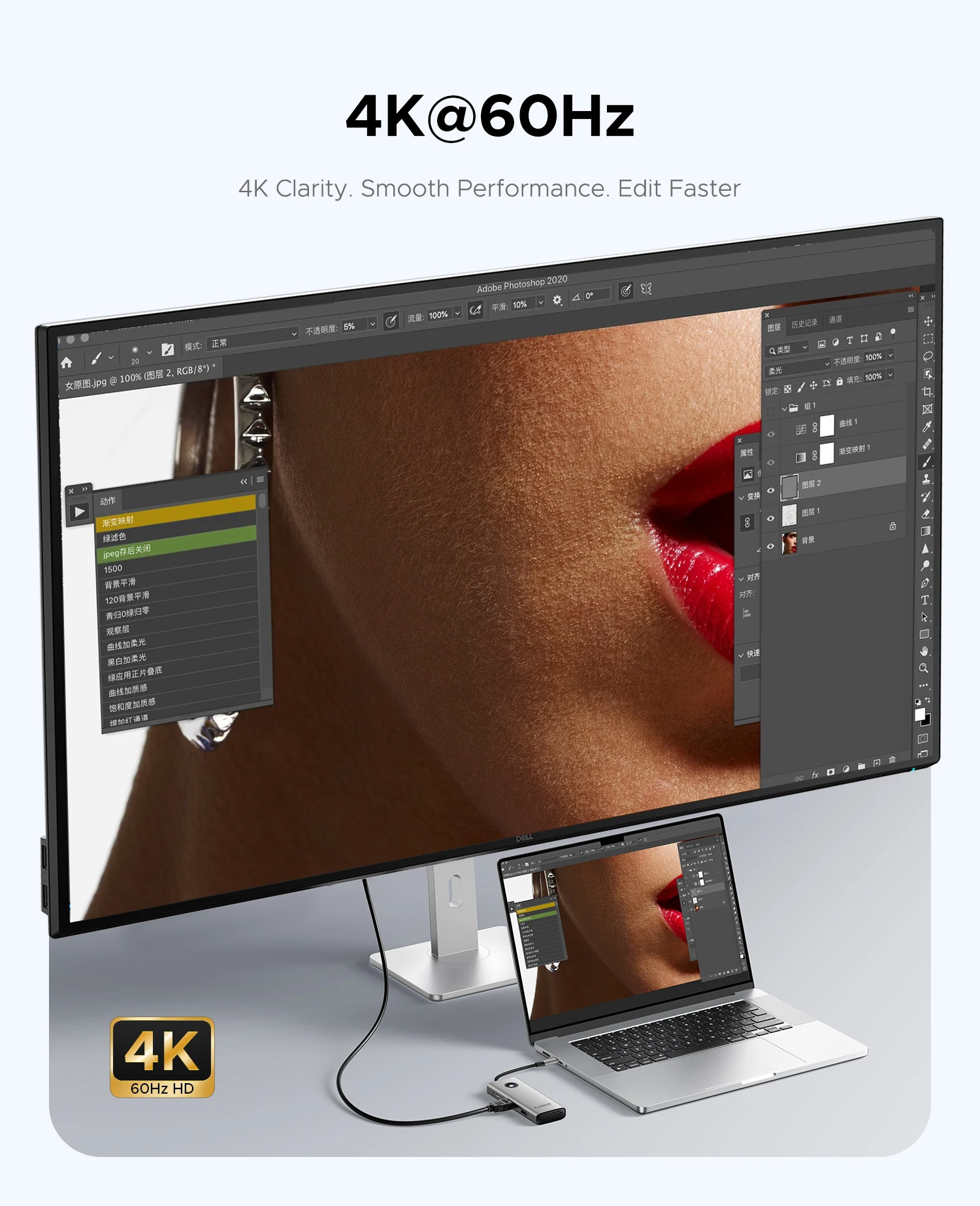 ORICO 8-en-1 USB 3,0 HUB Triple pantalla expansor dos HDMI-COM 4K60HZ PD100W adaptador divisor para MacBook portátil estación de acoplamiento - imagen 5