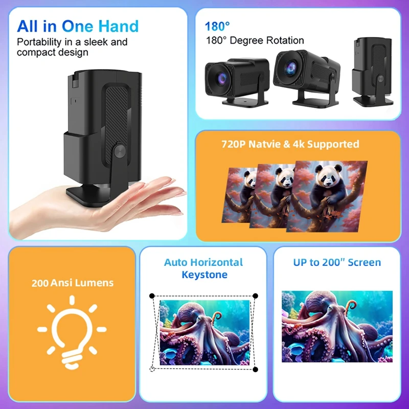 Mini proyector con licencia de Netflix con Wifi6 BT5.2 4K nativo 1080P X12 NTV proyector Auto Keystone Control de voz aplicaciones integradas - imagen 2