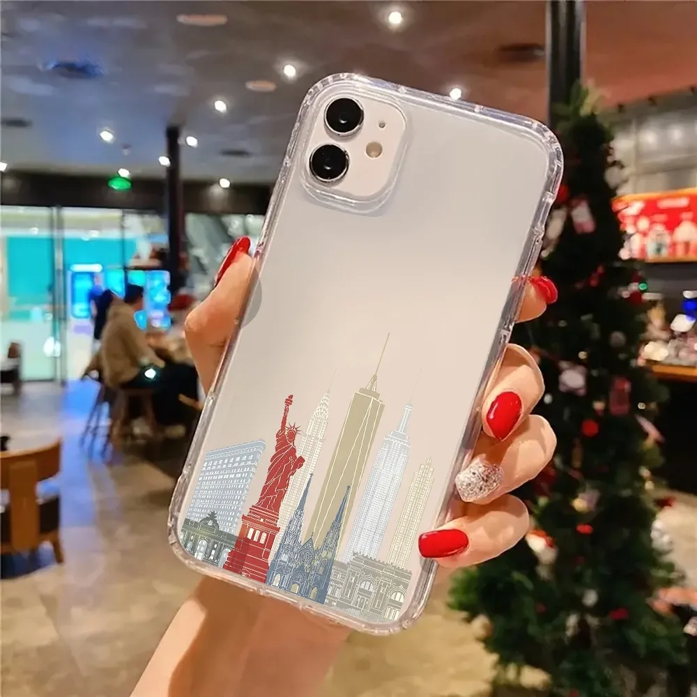 Funda de teléfono transparente Preppy estética de Nueva York City para iPhone 17 16 Pro Max 11 12 13 14 15 7 8 Plus XR XS XR Funda dura - imagen 3