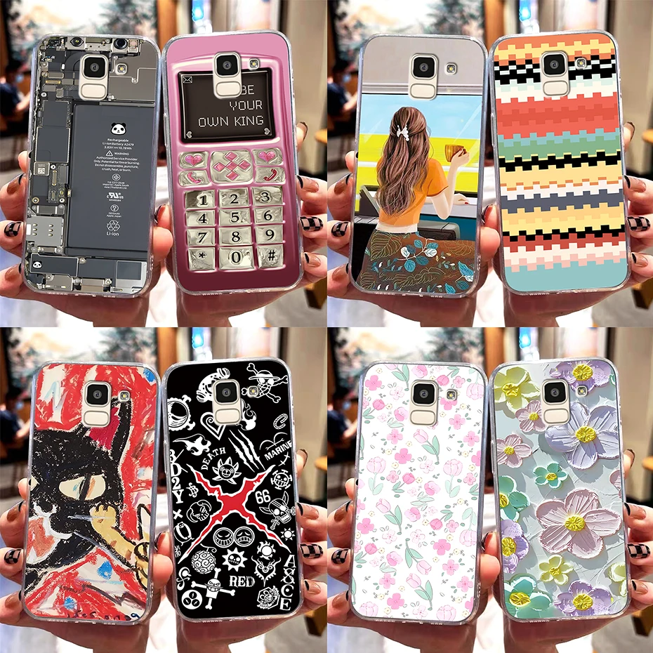 Funda transparente para Samsung Galaxy J6 Plus J8 2018 J610F, Funda elegante de silicona suave para Samsung J6 J600F Capa