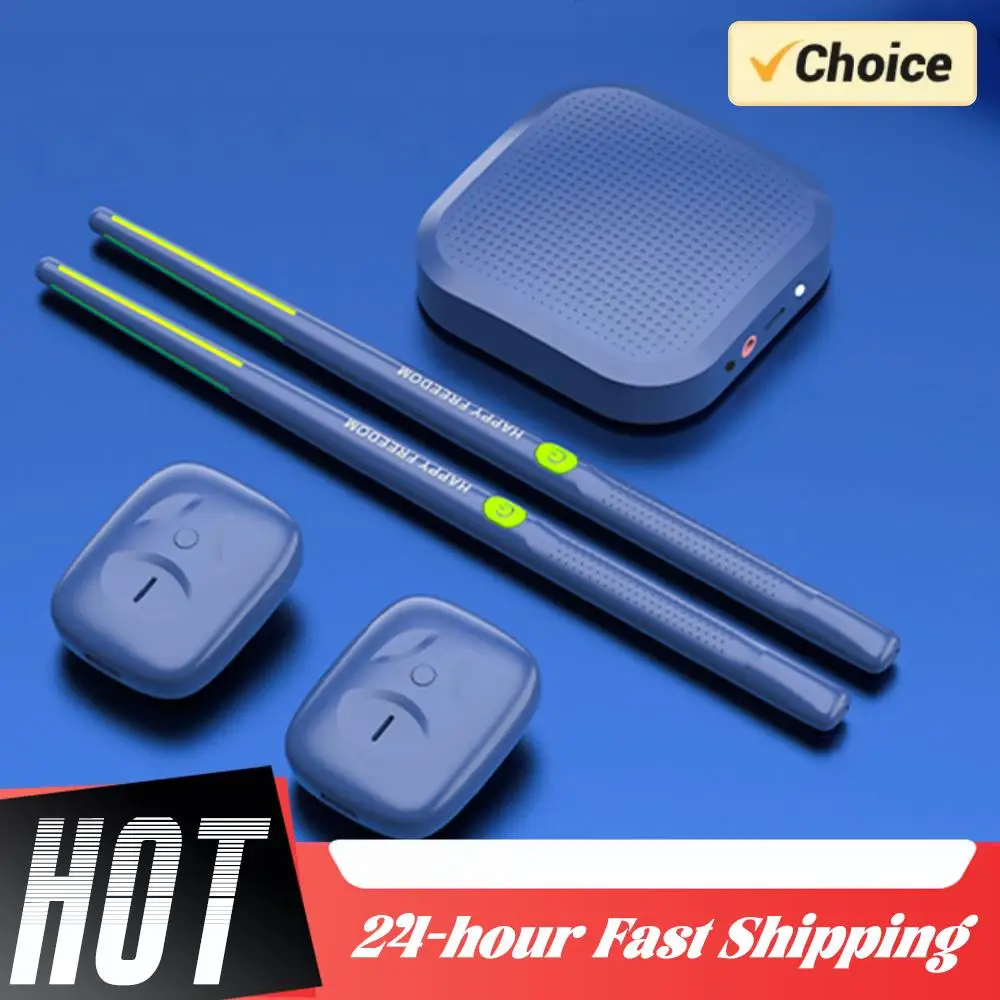 Batería electrónica inteligente Virtual, Kit de batería de aire de bolsillo eléctrica con baquetas, pedales, Kit convertidor de Audio para adultos y niños principiantes - imagen 2