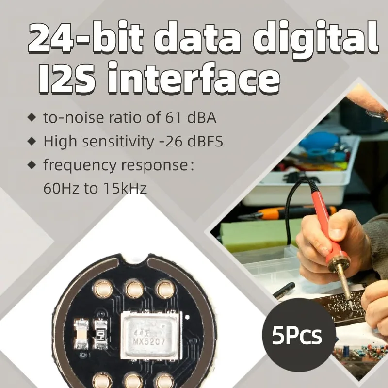 Módulo de micrófono omnidireccional INMP441, interfaz I2S, MEMS de baja potencia, módulo de Sensor de salida Digital de alta precisión, 1-10 Uds. - imagen 2