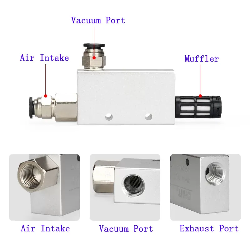 Generador de vacío con válvula de flujo grande, manipulador con ventosa, interruptor de presión negativa, accesorios neumáticos de Control, CV-15/20/25HS - imagen 5