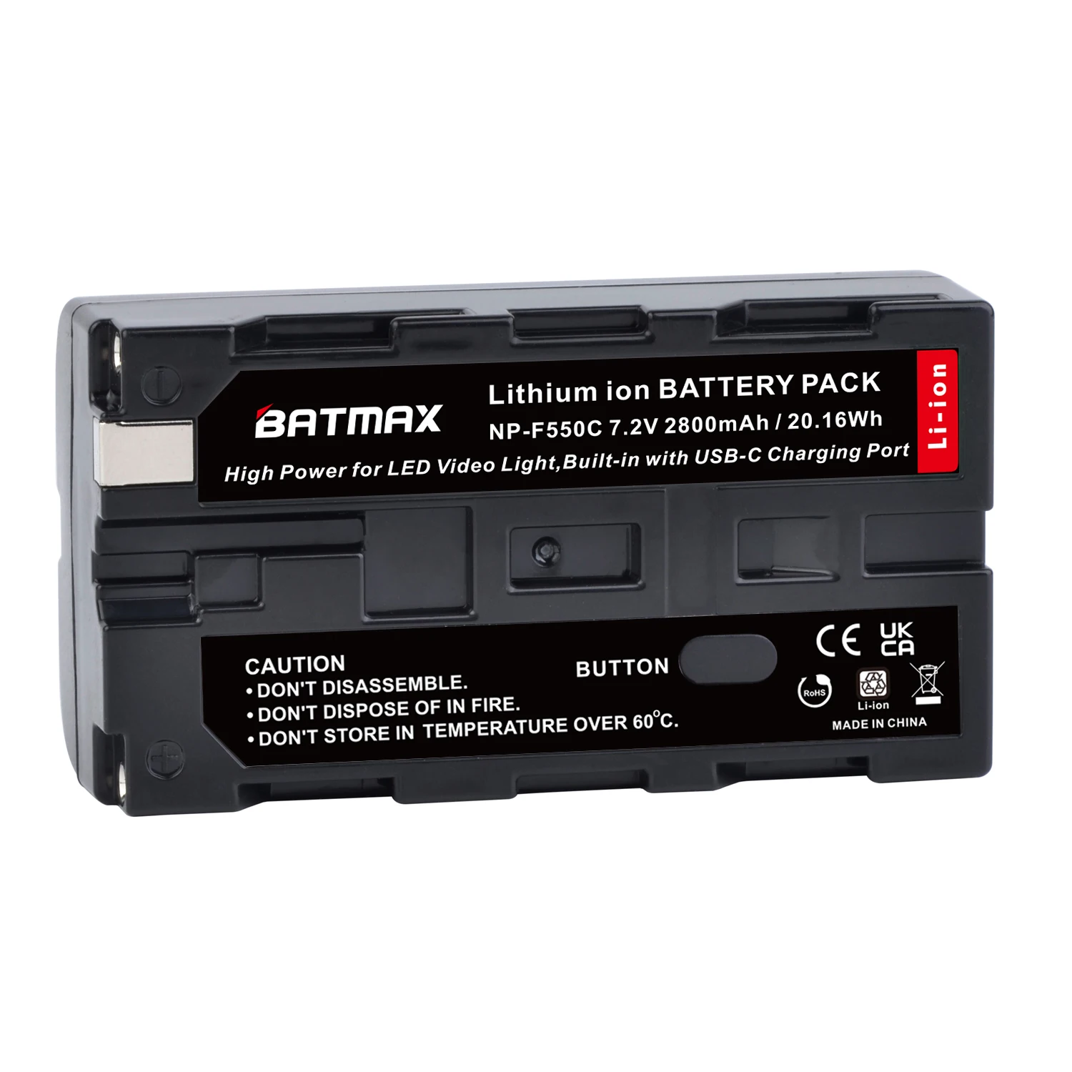 Batería Batmax NP-F550 con puerto de carga rápida USB-C para luz de vídeo LED Godox para paneles de luz LED de batería NP-F, monitor de vídeo - imagen 5