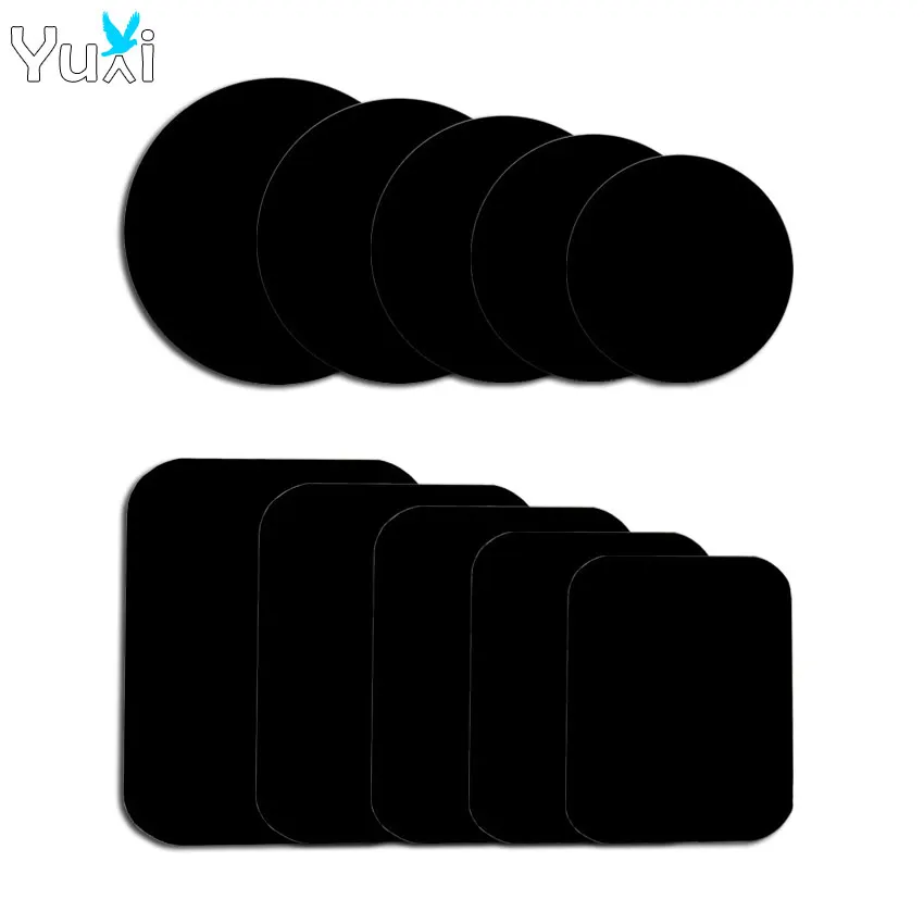YuXi 10 Uds placa de Metal magnética 30/35/40/45/50/60mm para soporte de teléfono de coche hoja de hierro disco pegatina montaje soporte magnético para teléfono móvil