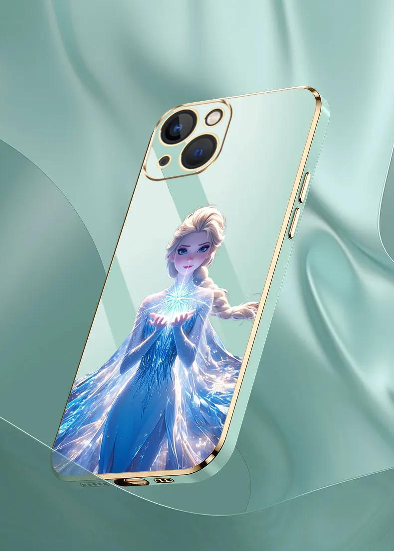 Funda de princesa Elsa de Frozen de Disney para iPhone, 15, 14 Pro Max, 13, 12 Mini, 11, 7, 8 Pro, XSMax, X, XR, SE, Funda de teléfono chapada de lujo - imagen 5