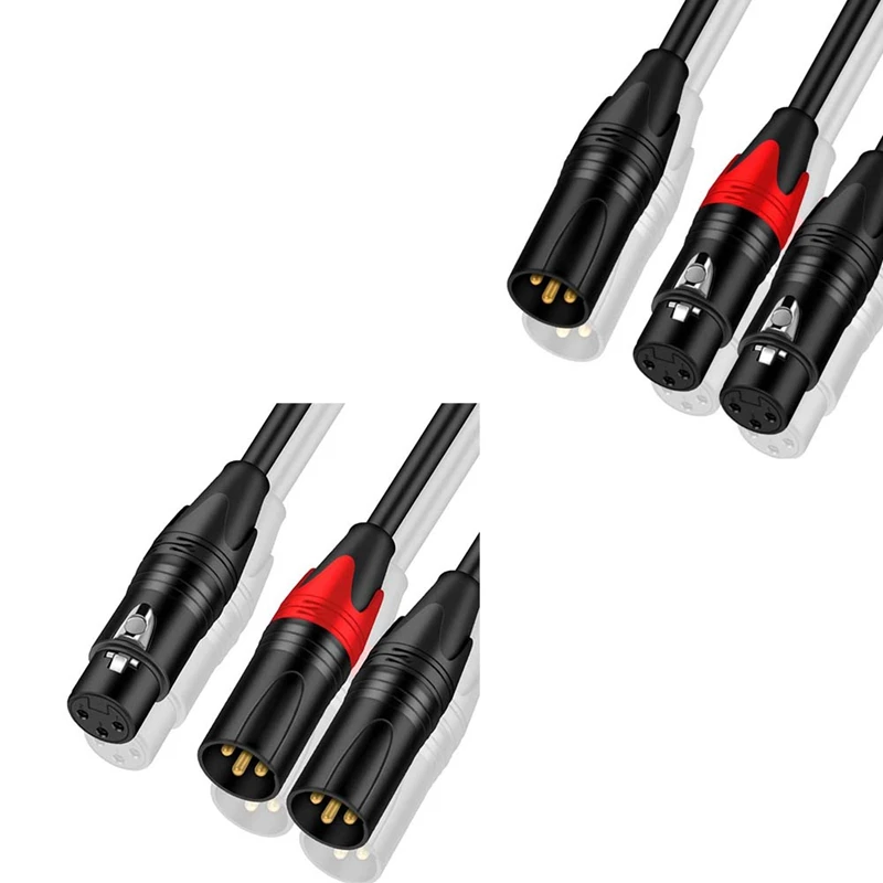 Adaptador de micrófono de Audio XLR a XLR y-splitter, Cable equilibrado XLR hembra a Dual XLR macho, adaptador de Audio 2 XLR a XLR - imagen 5