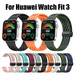 Correa magnética de silicona con hebilla plegable D para Huawei Watch Fit 3, correa para HUAWEI Fit3, pulsera deportiva