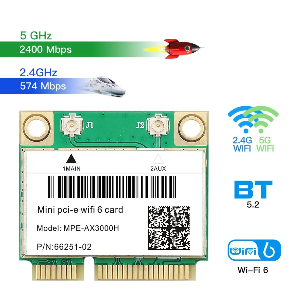 Fvi-tarjeta WiFi de banda Dual, dispositivo de 2974Mbps, 2,4G/5Ghz, para Bluetooth 5,2, red PCI-E, Wlan, 802.11AX, Win 10 - imagen 3