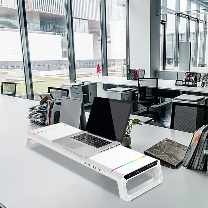 Soporte de Monitor para ordenador portátil, organizador de pantalla de ABS, Universal, RGB, 4 puertos USB 3,0, para impresora - imagen 2