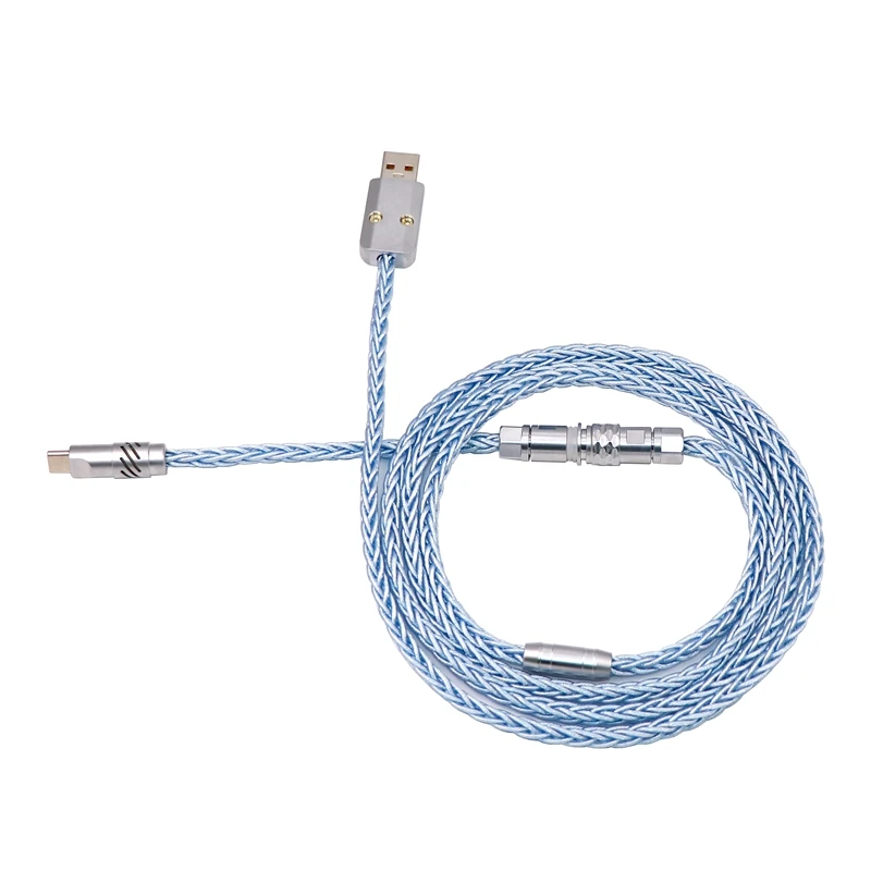 Angitu-Cable de teclado mecánico con luz RGB, hecho a mano, personalizado, 8 núcleos, Cable de carga de cobre y cristal único, Cable de datos - imagen 3