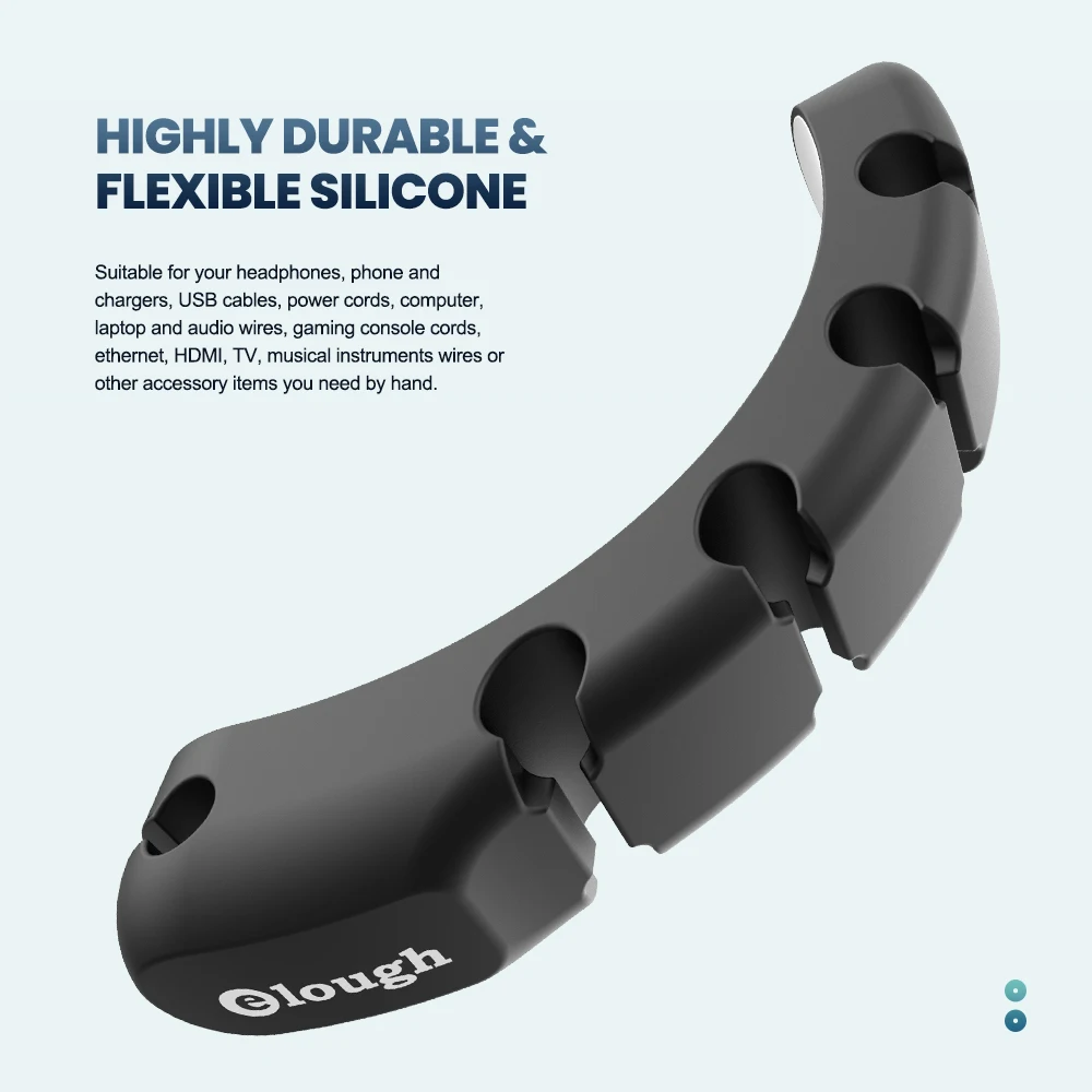 Elough organizador de cables de silicona, bobinador de cables USB, gestión ordenada de escritorio, soporte de cables de 3 Clips para ratón, 3 5 7 clips Organizador de cables, organizador de cables de auriculares - imagen 2