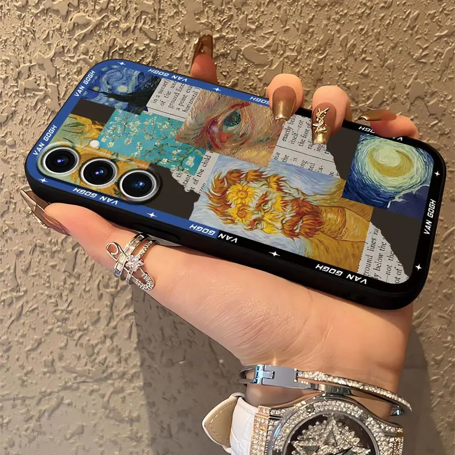 Funda Retro con pintura al óleo de Van Gogh para Samsung Galaxy A70 A10 A12 A06 A03 A04 A30 A15 A40 A16 A50 A05 A20 A13 teléfono suave negro - imagen 5