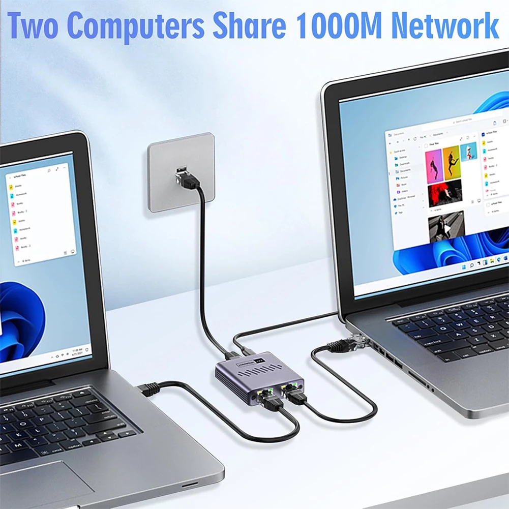 Divisor Gigabit Ethernet 1 a 2/3/4 Gigabit RJ45 extensión de red LAN 1000Mbps divisor de Cable de Internet con Cable de alimentación tipo c - imagen 2