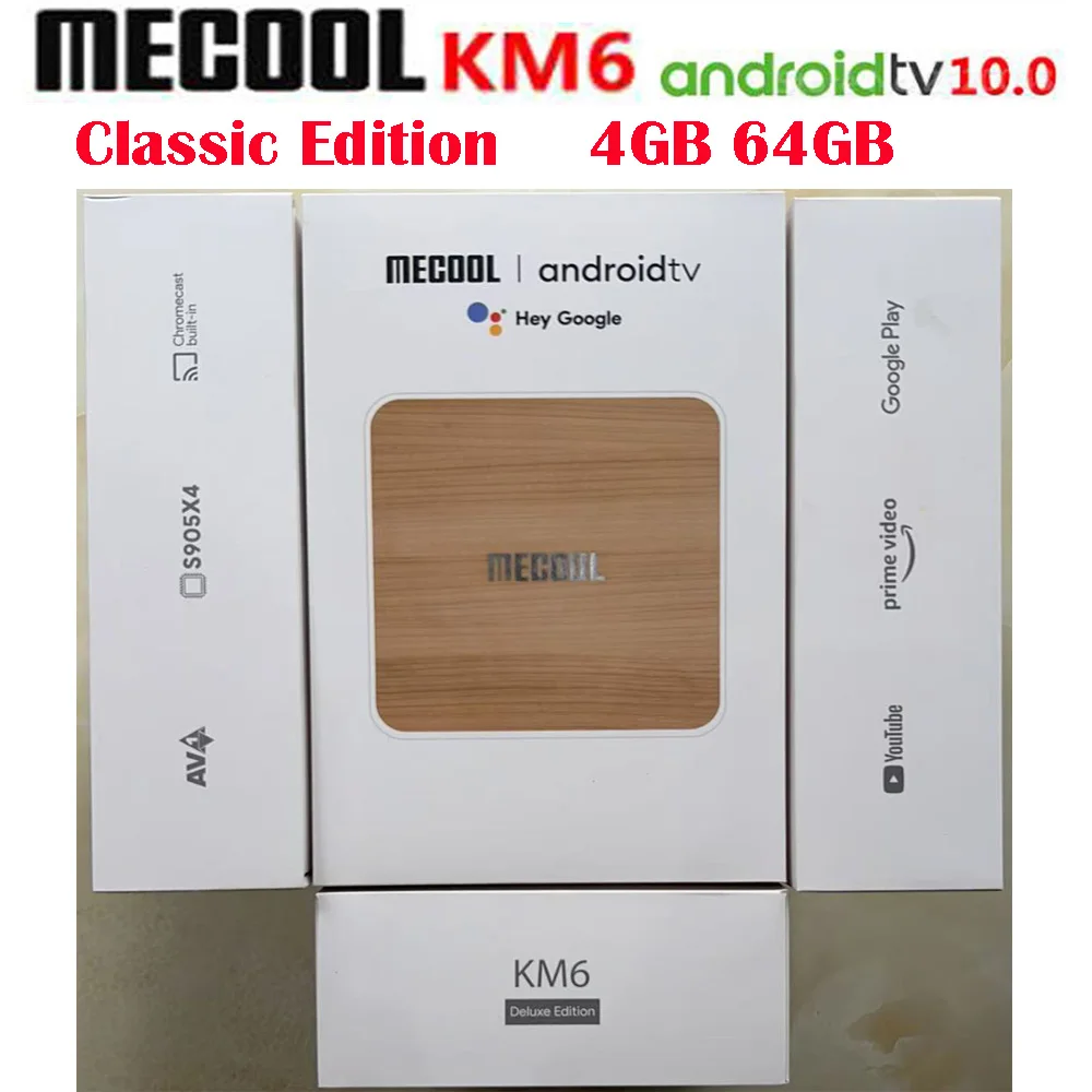 [Genuino] MECOOL KM6 Smart TV Box Wifi6 AV1 Certificado Google Android10 4GB 64GB Amlogic S905X4 1000M LAN BT 5.0 Mejor decodificador