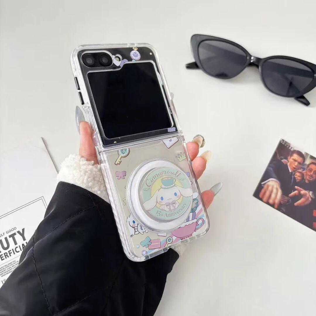 Funda de carga inalámbrica Hello Kitty Cinnamoroll Magsafe para Samsung Galaxy Z Flip 7 6 5 4 3 S25 S24 S23 Ultra Plus s24FE Y2K