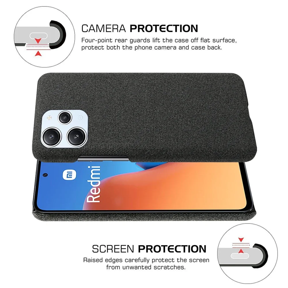 Funda de tela antideslizante para Xiaomi Redmi 12, 4G, Note 12R, Poco M6 Pro 5G, de lujo para Redmi12 funda de tela, Poco M6 Pro 5G - imagen 4
