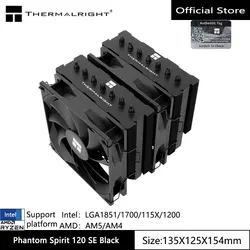 Thermalright Phantom Spirit 120 SE Refrigeración CPU Torre Doble Negro