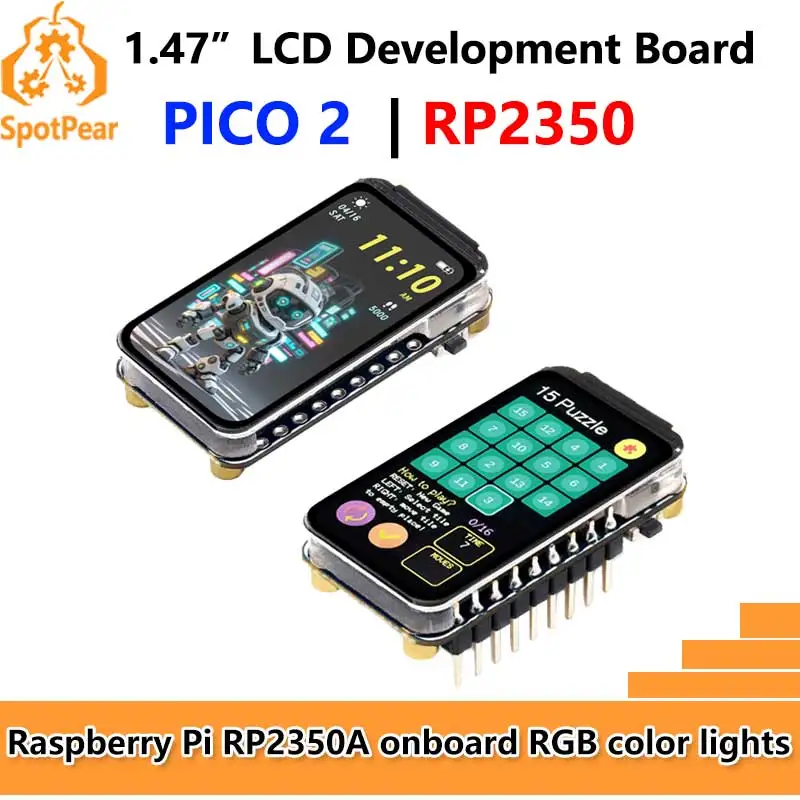 Raspberry Pi Pico 2 RP2350 Placa de desarrollo de pantalla LCD de 1,47 pulgadas RP2350A Pantalla de 1,47 pulgadas RGB color Waveshare RP2350-LCD-1.47