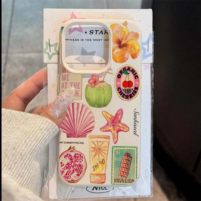 Funda de teléfono con diseño Floral de coco para IPhone 17 16 15 14 Pro 13 12 11 Max Plus XR X XS 17 Air 16E, funda de silicona suave a prueba de golpes - imagen 2