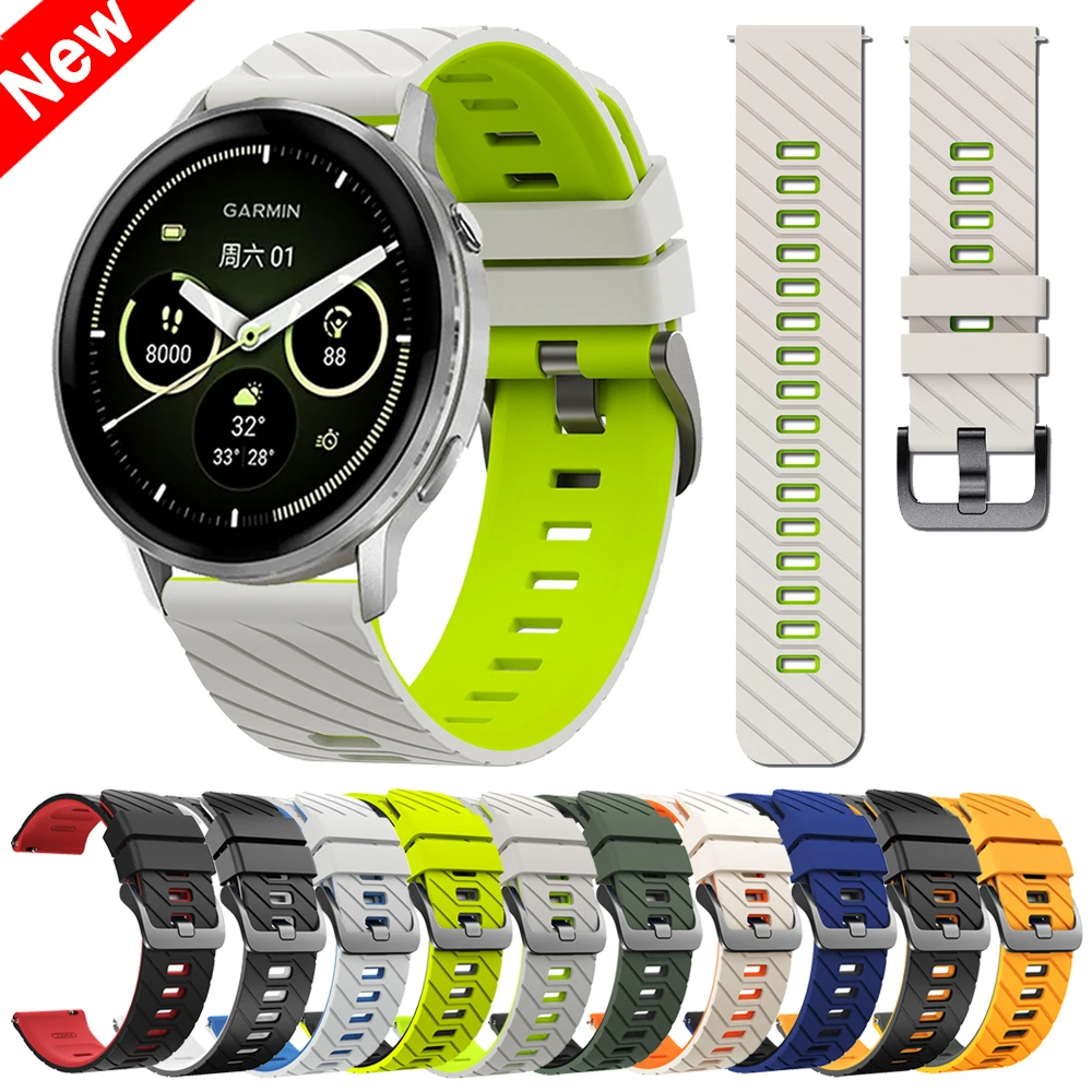 Correa de silicona de 22mm para Garmin Venu 4 45mm 2 3 Correa deportiva inteligente para Garmin Vivoactive 4 Forerunner 255 265 570 reemplazar Correa